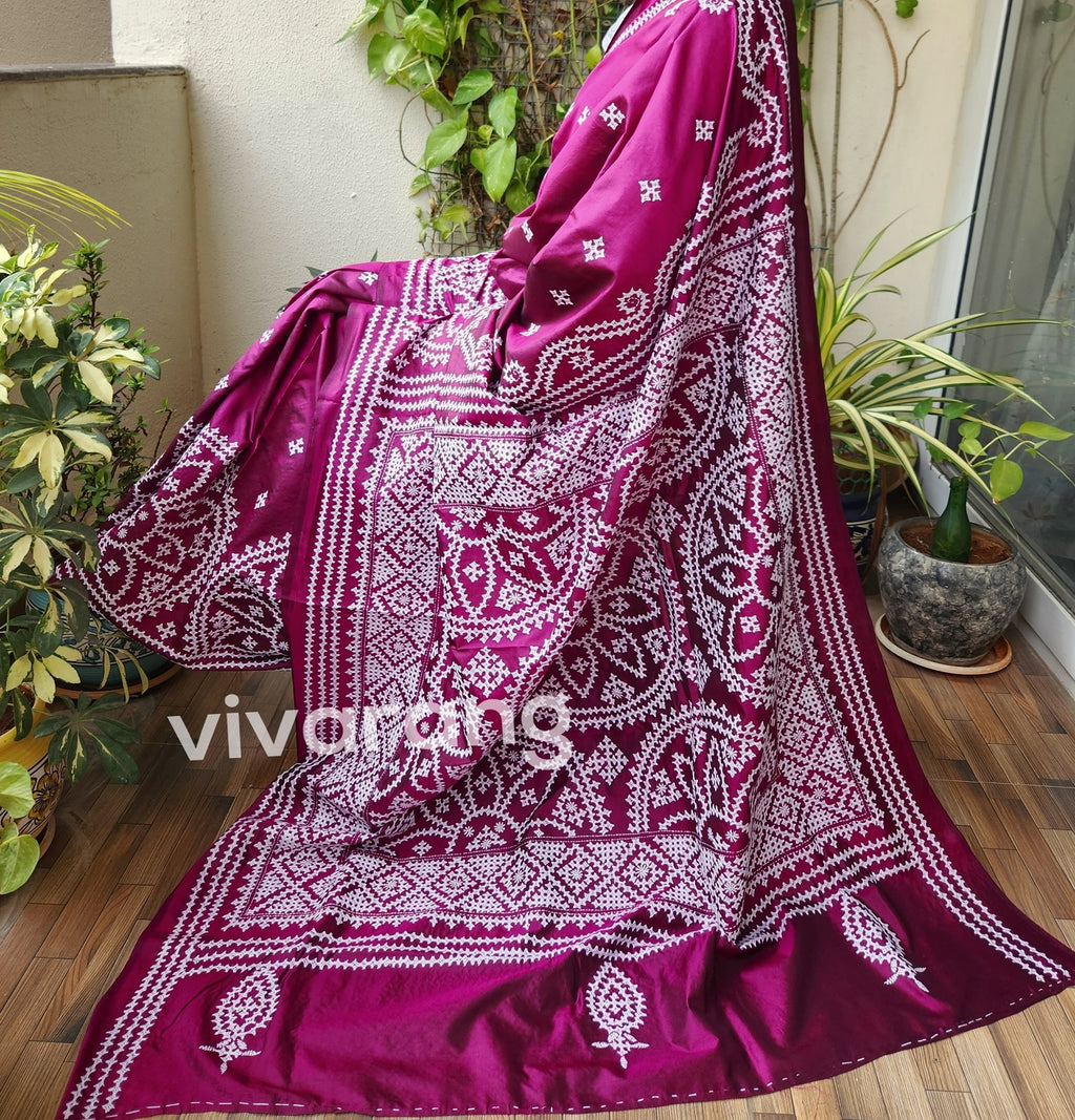 Purplesaree handmade kutchworksaree kutchibharat