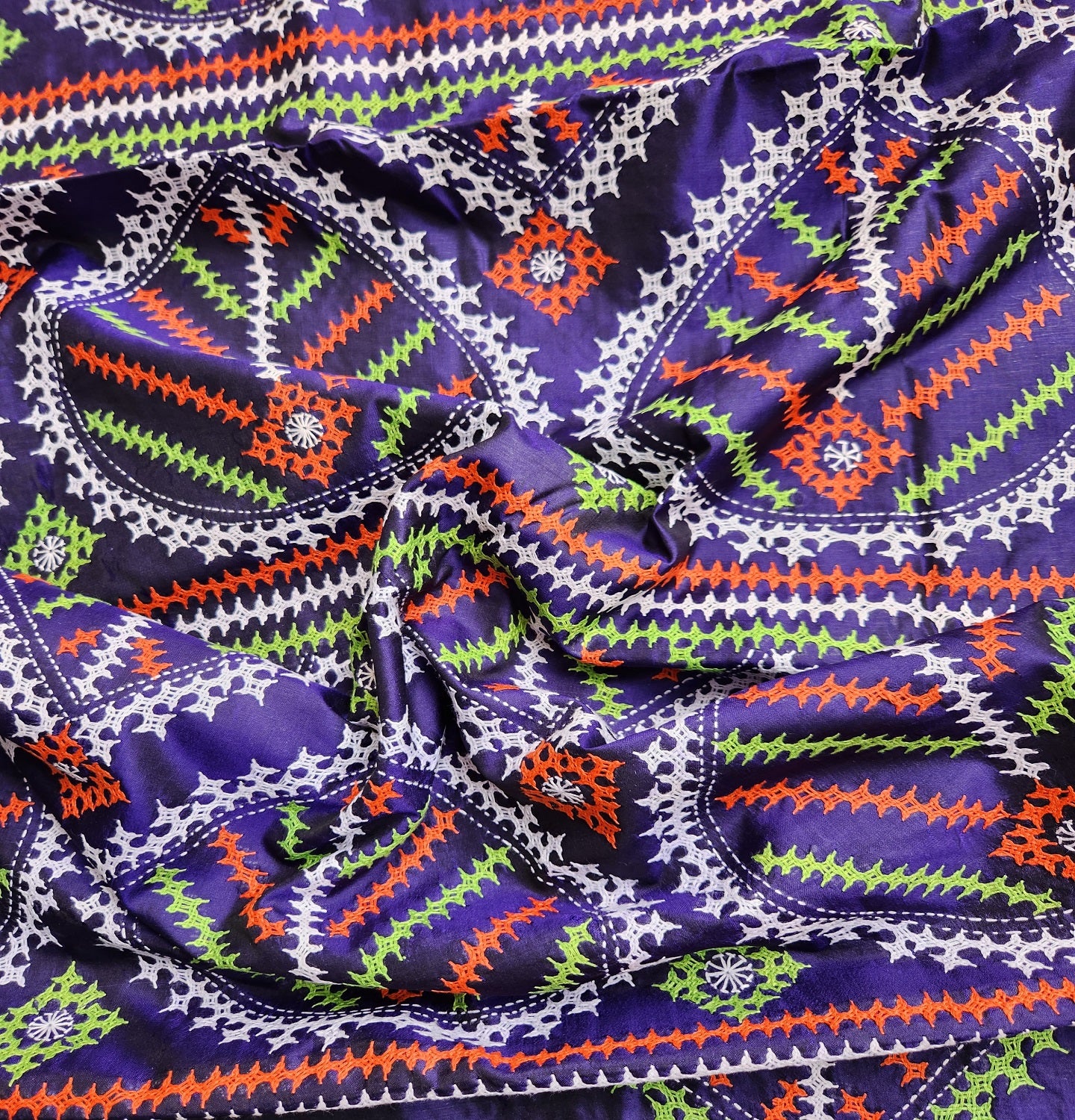 Blue silk saree handmade kutchwork saree kutchibharat