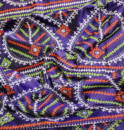 Blue silk saree handmade kutchwork saree kutchibharat