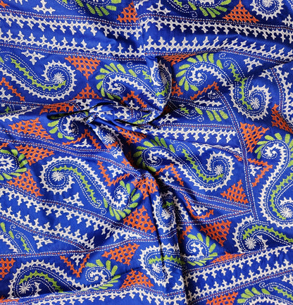 Blue silk saree handmade kutchwork saree kutchibharat