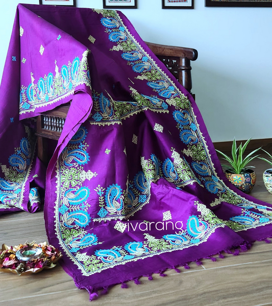 PEACOCK KUTCHWORK SILK SAREE