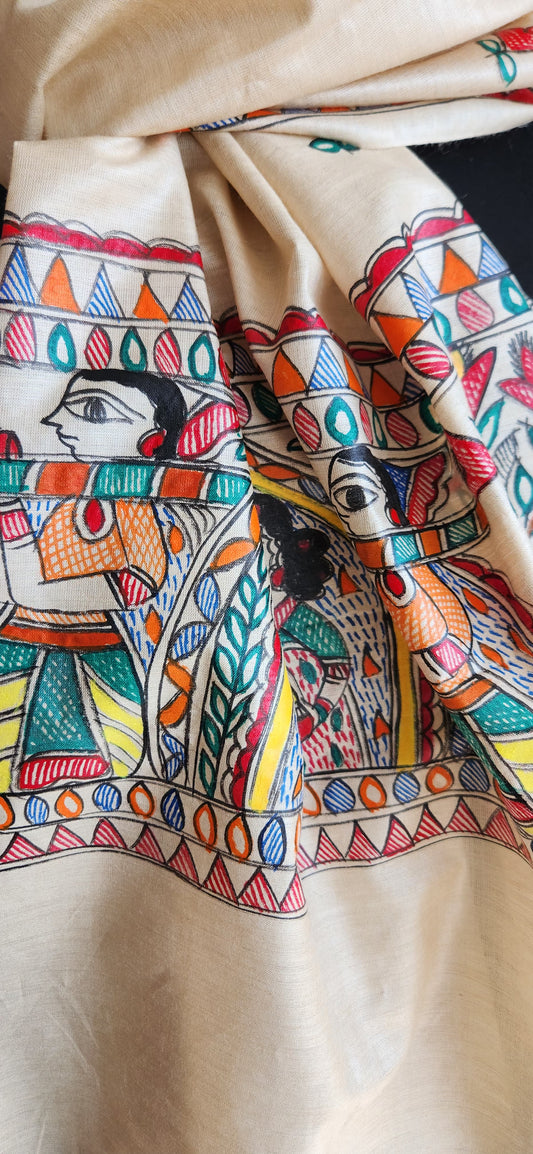 MAdhubani stole Madhubani dupatta Handmade gifts wedding return gift corporate gifting