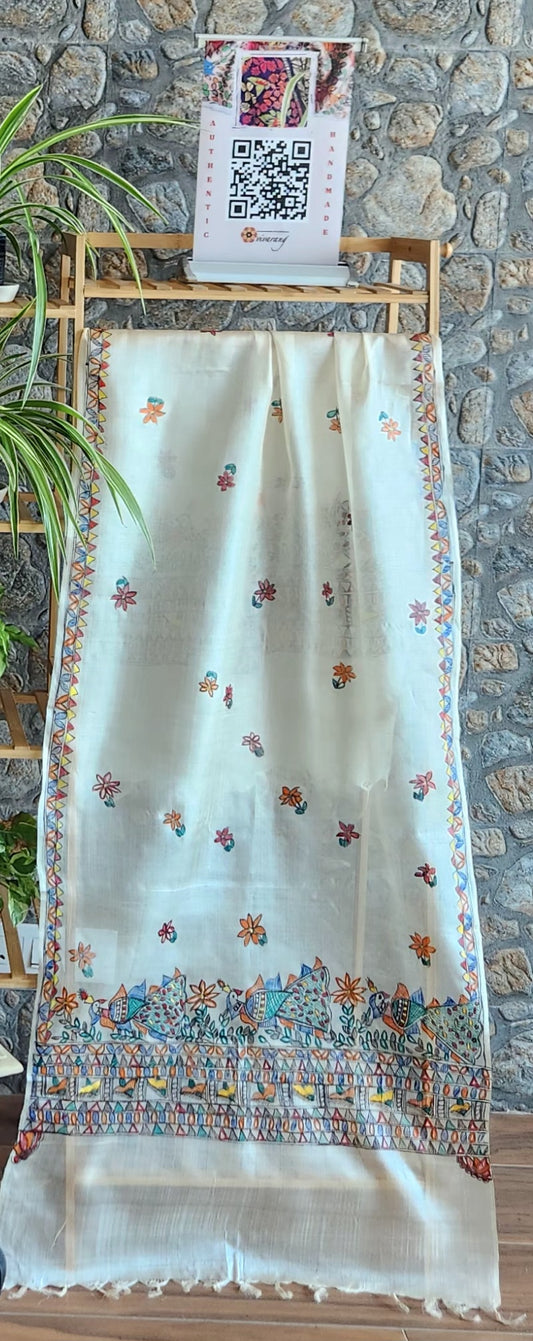 Madhubani stole Indian gifts handmade gifts silk stole