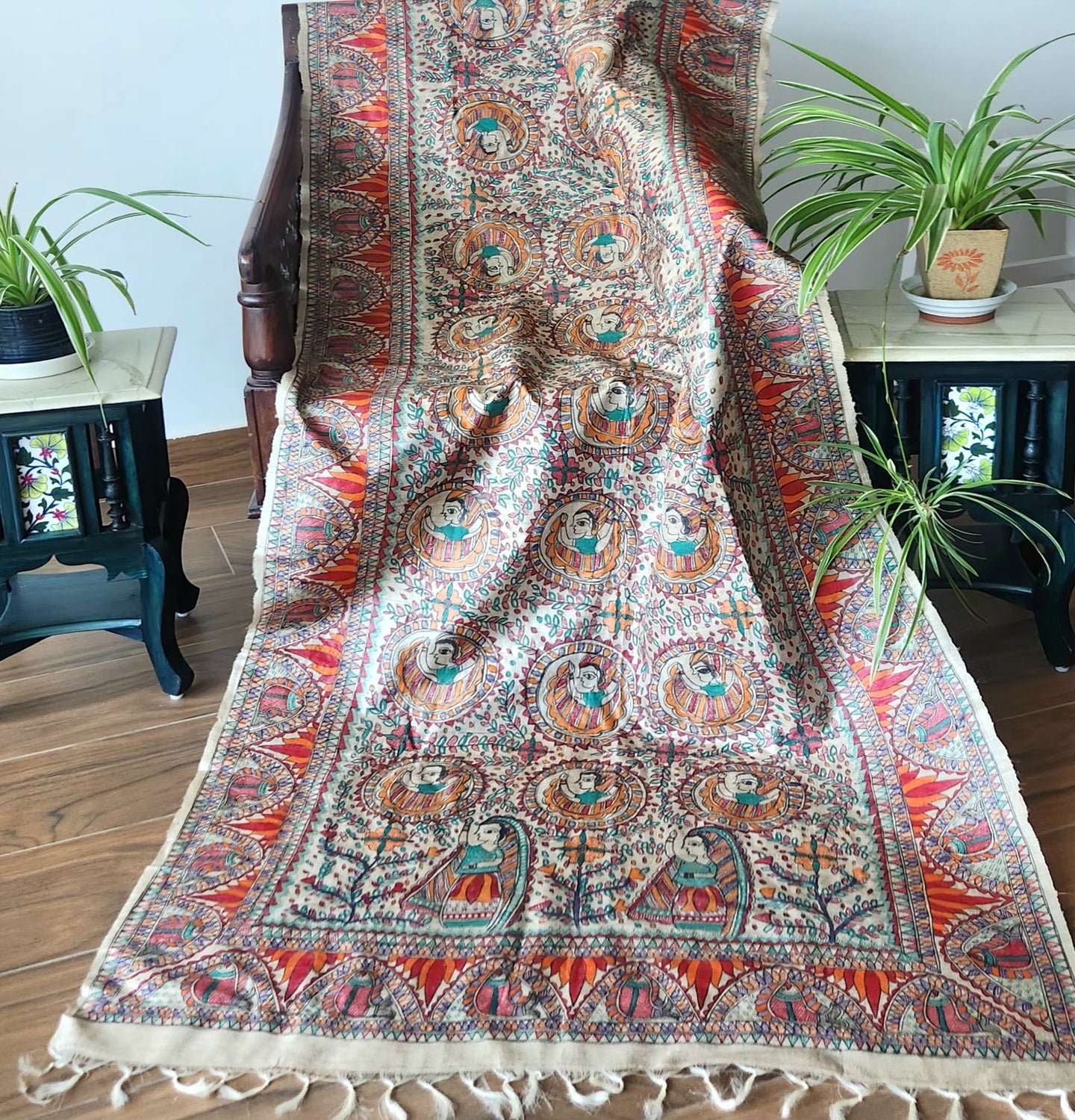 Madhubani dupatta tussar dupatta dupatta for officewear Indian gifts