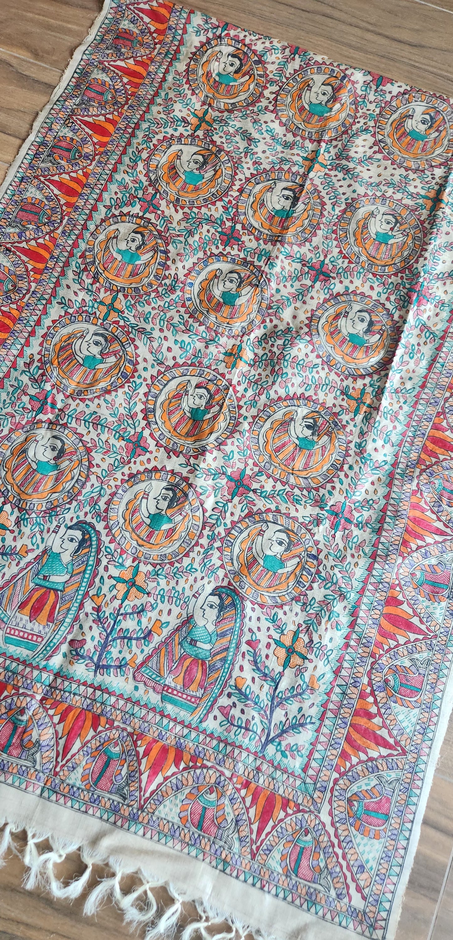 Madhubani dupatta tussar dupatta dupatta for officewear Indian gifts iTokri