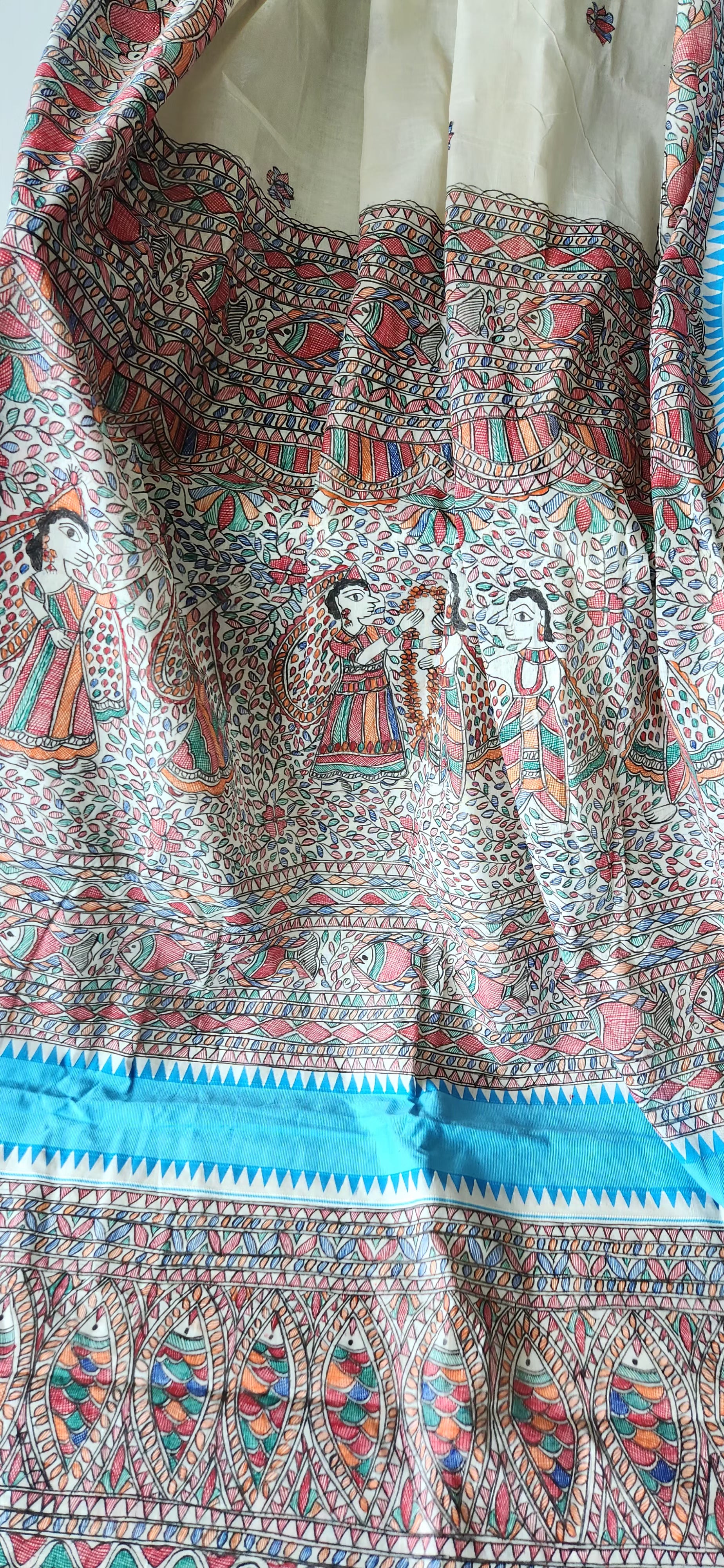 Madhubani saree Keral kasavu saree saree for Onam Geetanjali boutique handmade saree saree for mom cotton saree