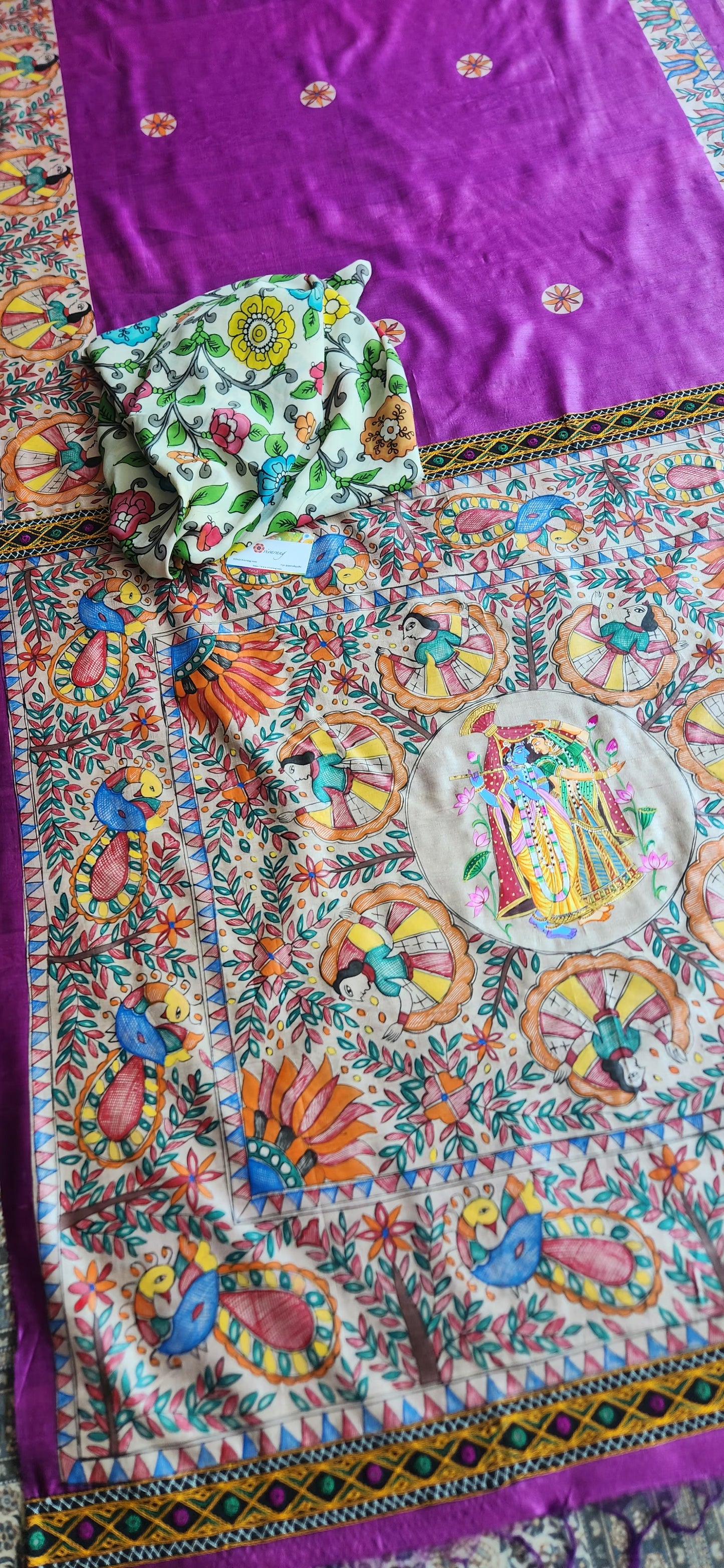 Madhubani saree Pichwai saree silk saree purple saree designer saree Essence of India saree
