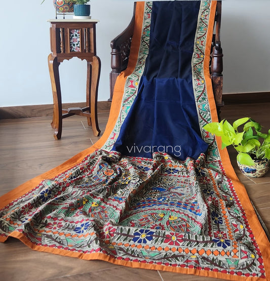 Madhubani saree cotton saree wedding gift anniversary gift diwali saree for Diwali Tree of Life Saree