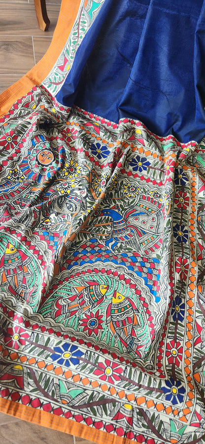 Madhubani saree cotton saree wedding gift anniversary gift diwali saree for Diwali Tree of Life Saree 