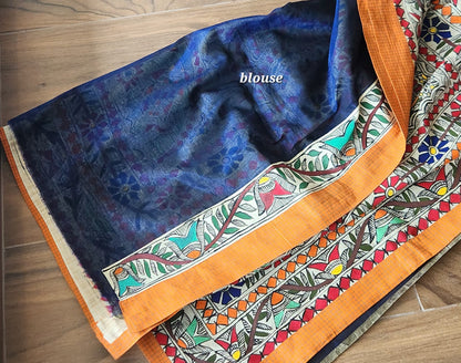Madhubani saree cotton saree wedding gift anniversary gift diwali saree for Diwali Tree of Life Saree