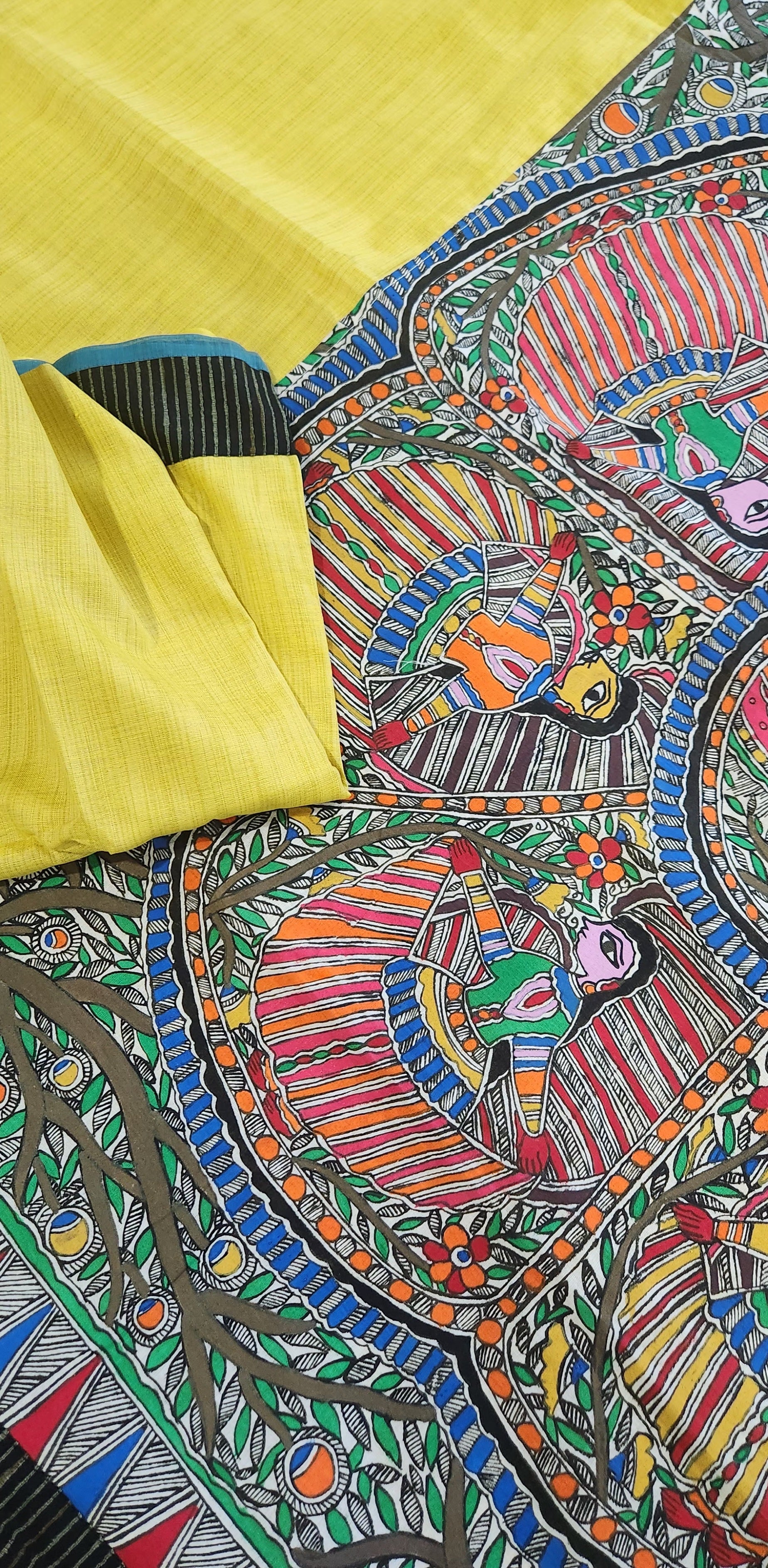 Madhubani saree wedding shopping haldi saree cotton saree handmade sarees Indian gifts