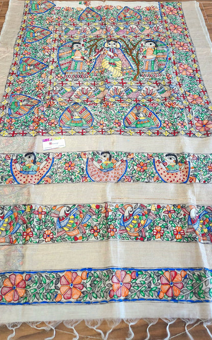 Madhubani saree kanha saree saree for gifting wedding saree 50th anniversary gift