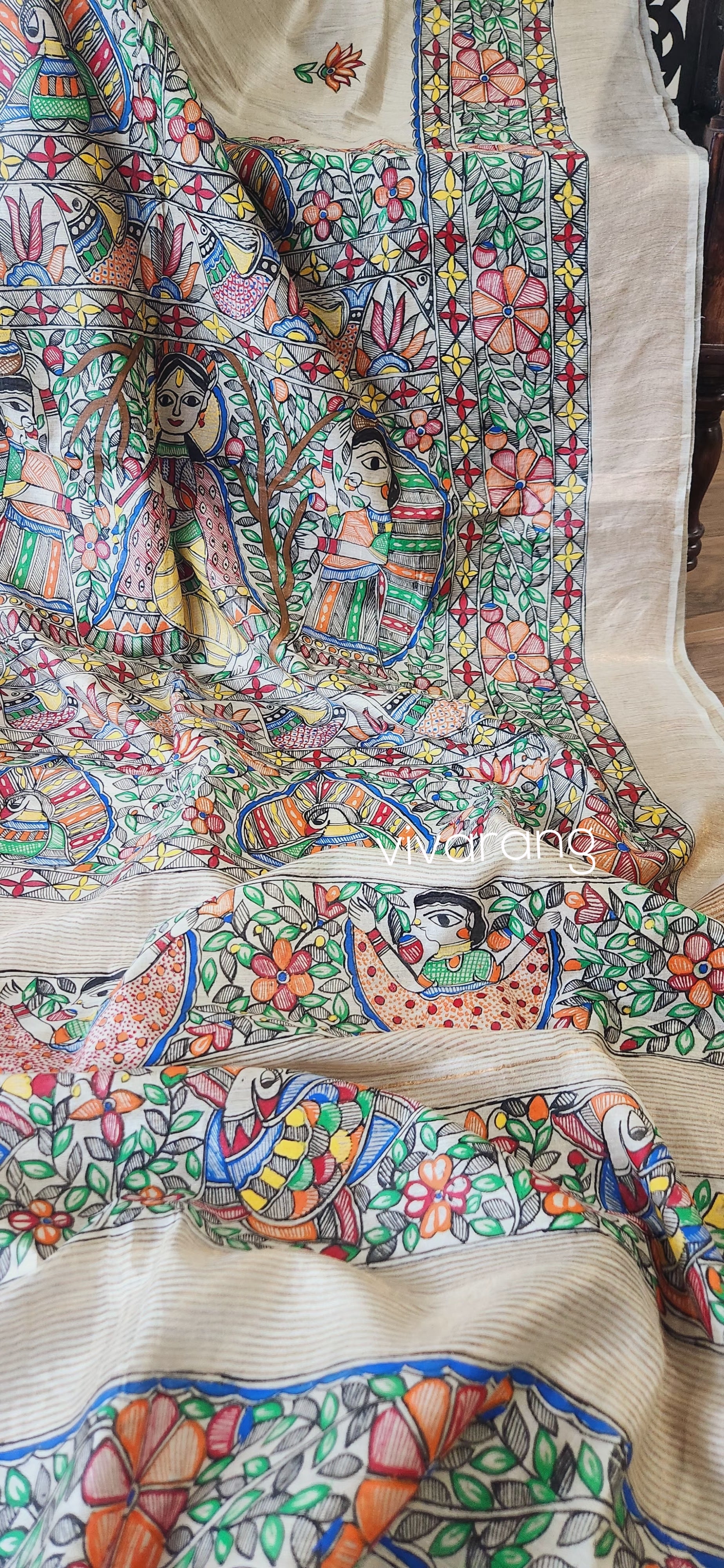 Madhubani saree kanha saree saree for gifting wedding saree 50th anniversary gift