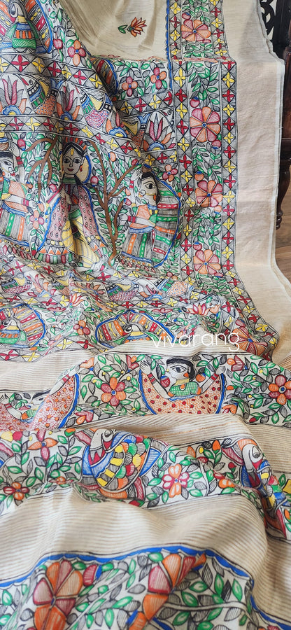 Madhubani saree kanha saree saree for gifting wedding saree 50th anniversary gift