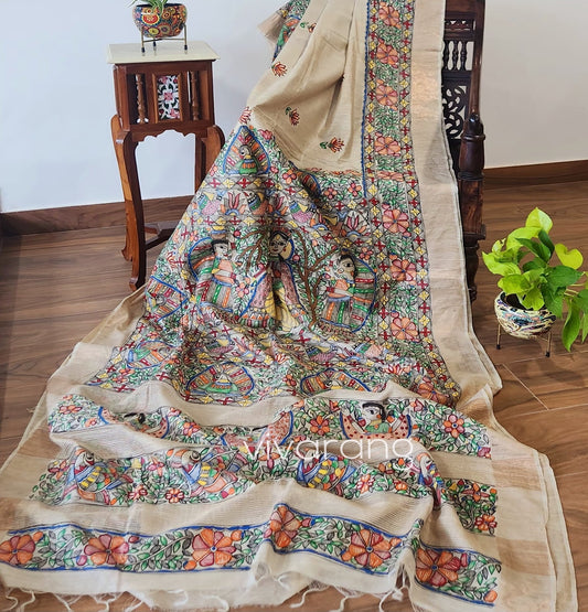 Madhubani saree kanha saree saree for gifting wedding saree 50th anniversary gift