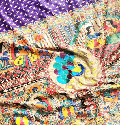 Madhubani saree purple saree wedding saree