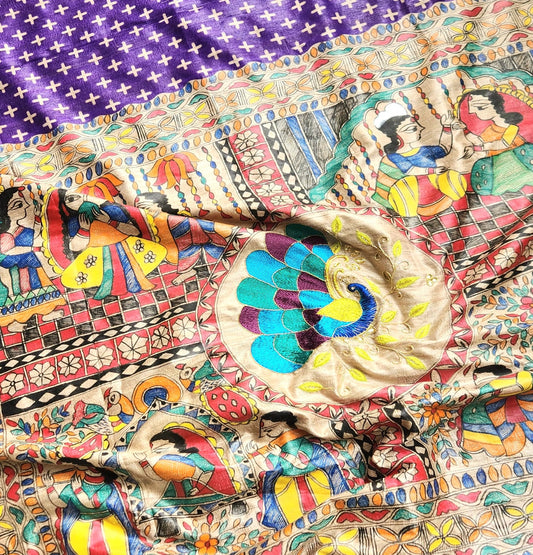 Madhubani saree purple saree wedding saree