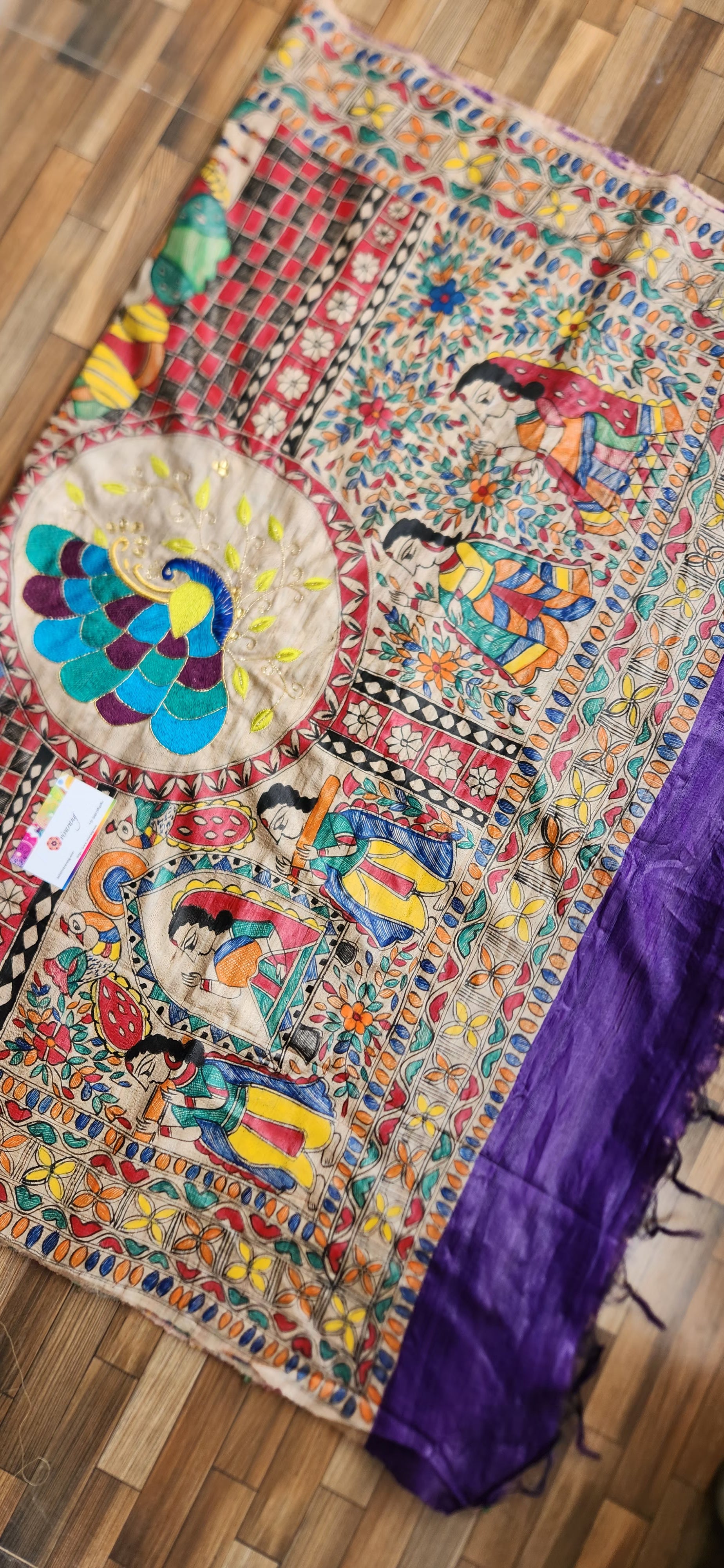 Madhubani saree purple saree wedding saree