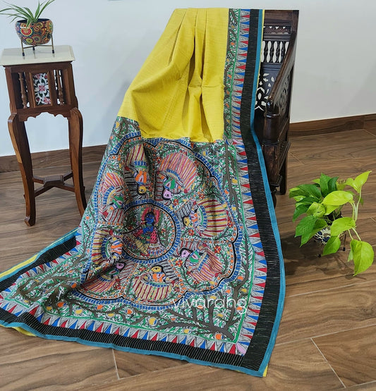 Madhubani saree wedding shopping haldi saree cotton saree handmade sarees Indian gifts