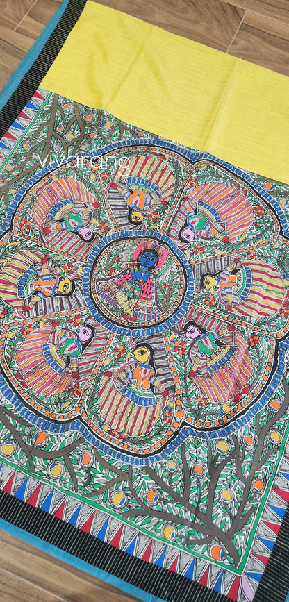 Madhubani saree wedding shopping haldi saree cotton saree handmade sarees Indian gifts