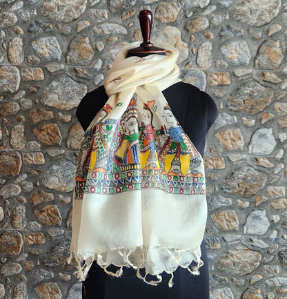 Madhubani stole Indian gifts handmade gifts Corporate gifts officewear
