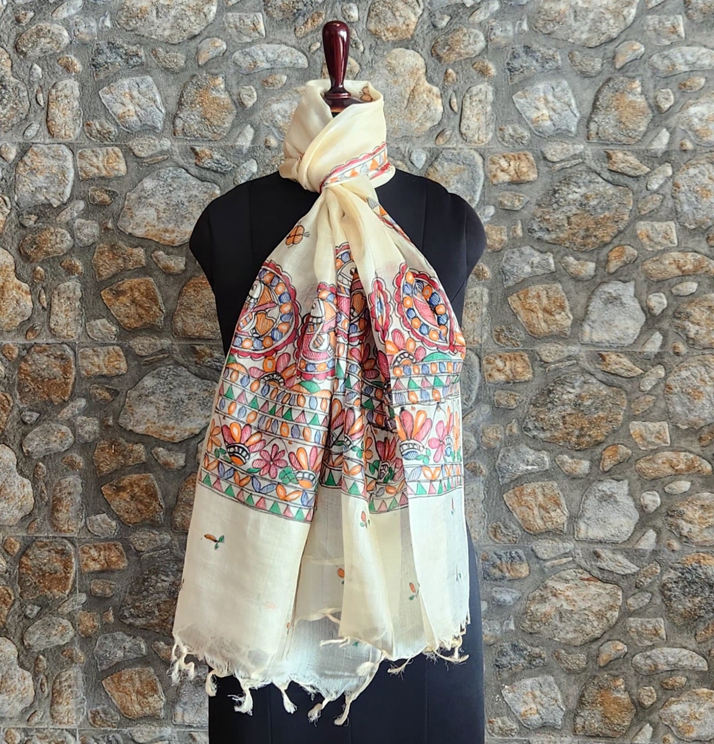 Madhubani stole Indian gifts handmade gifts Corporate gifts stoles