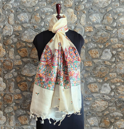 Madhubani stole Indian gifts handmade gifts Corporate gifts stoles