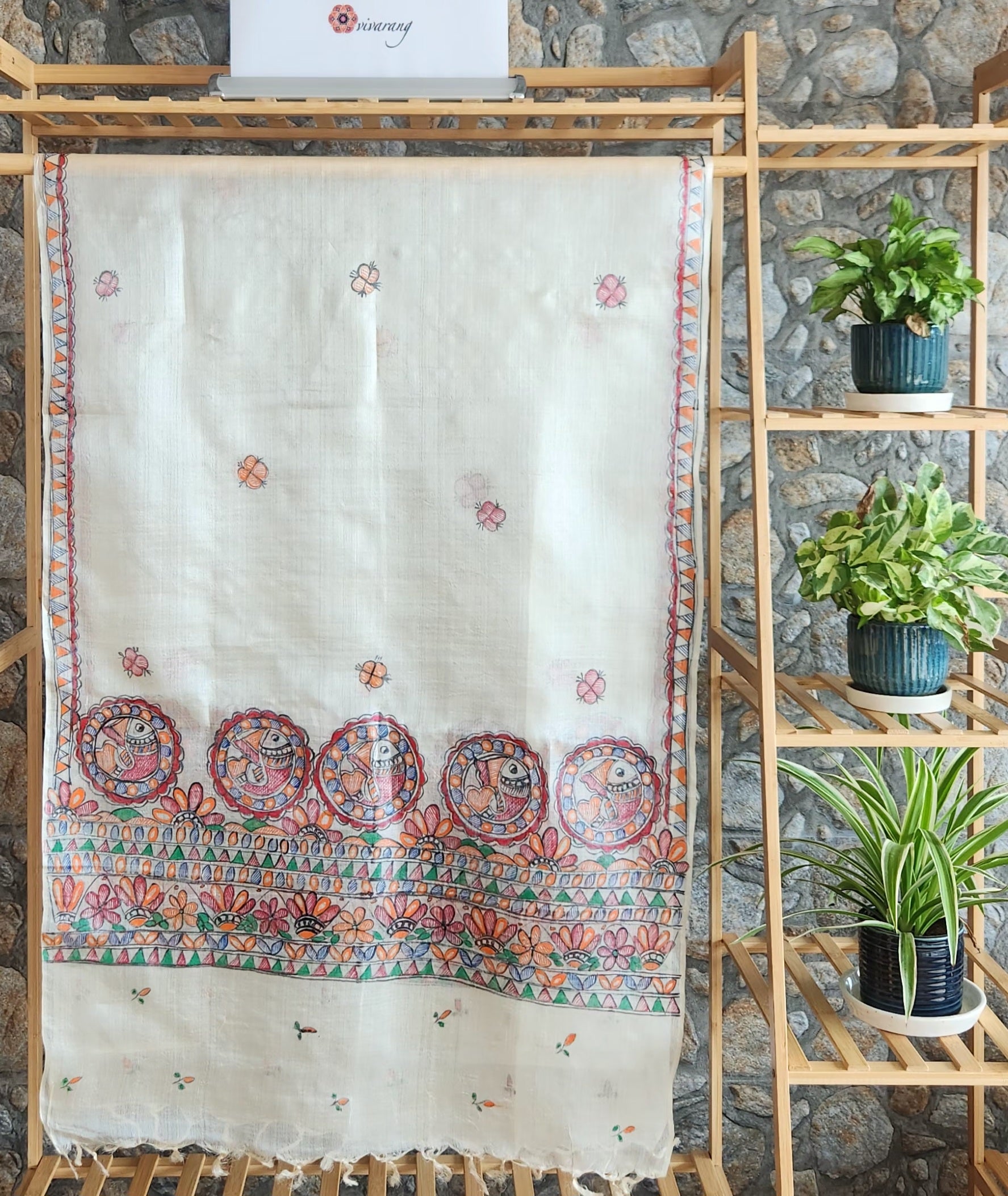 Madhubani stole Indian gifts handmade gifts Corporate gifts stoles