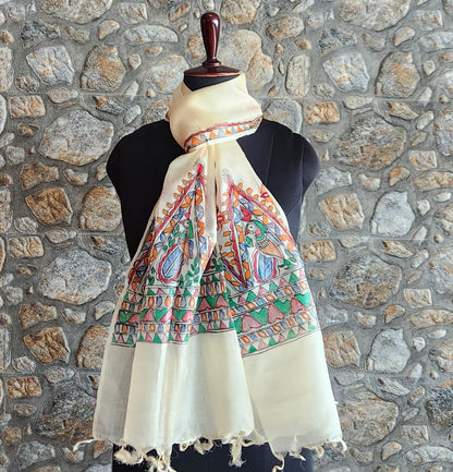 Madhubani stole Indian gifts handmade gifts Corporate gifts wedding return favors