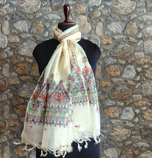 Madhubani stole Indian gifts handmade gifts Corporate gifts wedding return gifts