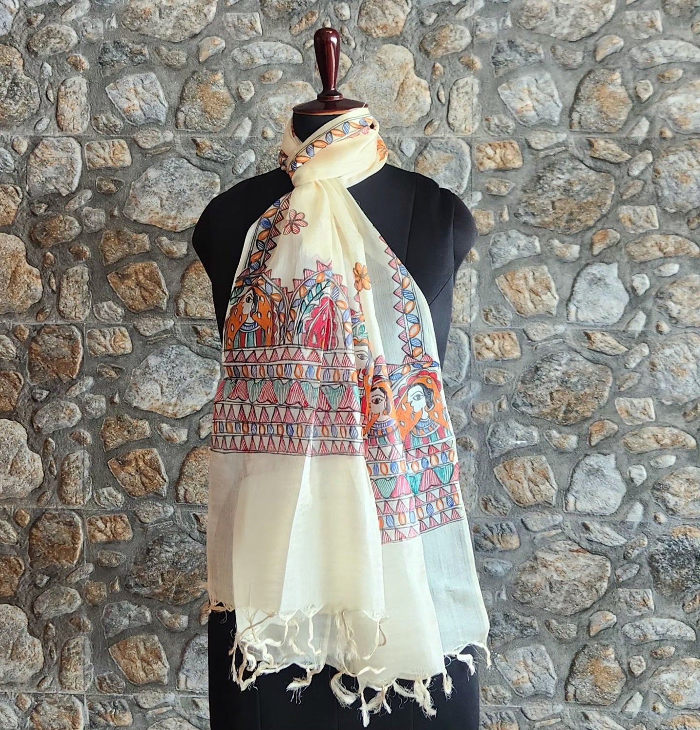 Madhubani stole Indian gifts handmade gifts Corporate gifts winterwear