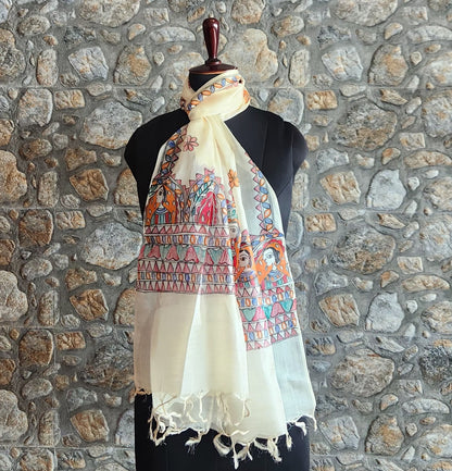 Madhubani stole Indian gifts handmade gifts Corporate gifts winterwear