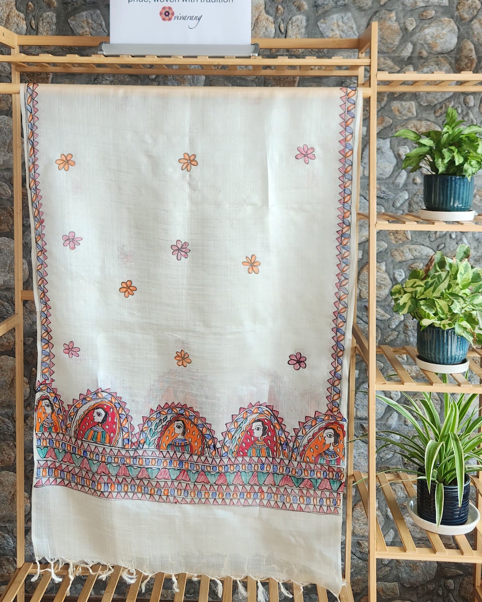 Madhubani stole Indian gifts handmade gifts Corporate gifts winterwear