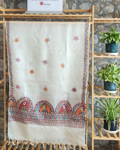 Madhubani stole Indian gifts handmade gifts Corporate gifts winterwear