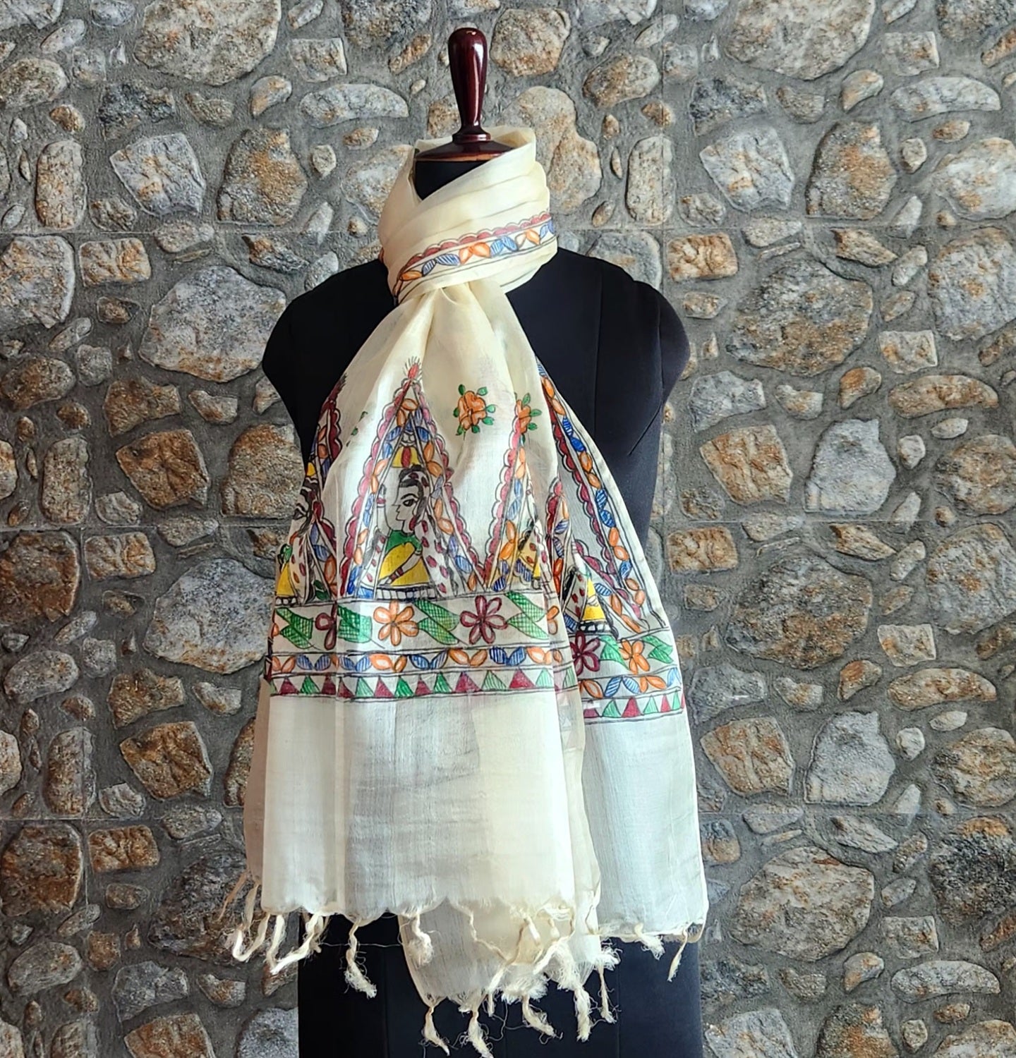 Madhubani stole Indian  giftshandmade gifts Corporate gifts wedding gifts