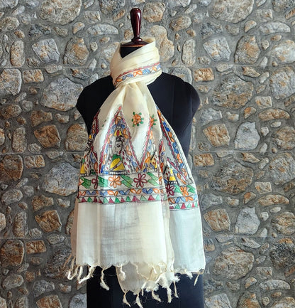 Madhubani stole Indian  giftshandmade gifts Corporate gifts wedding gifts