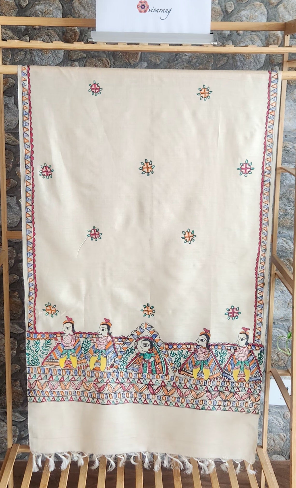 Madhubani stole madhubani dupatta Indian gifts dupatta for gifting corporate gifts wedding return gifts handmade gifts officewear dupatta