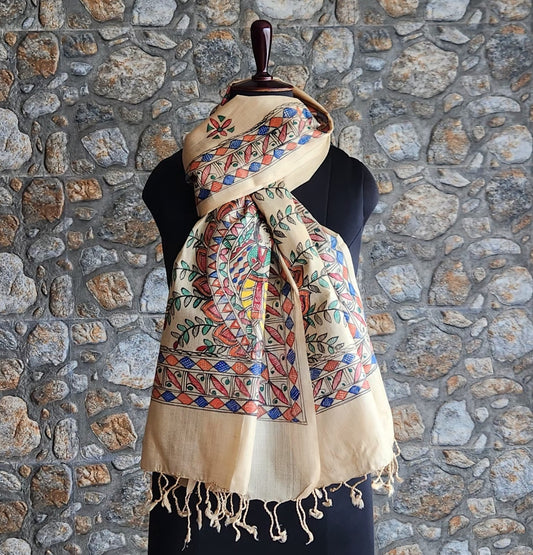 Corporate gifts Madhubani stole Indian gifts handmade stoles silk dupatta
