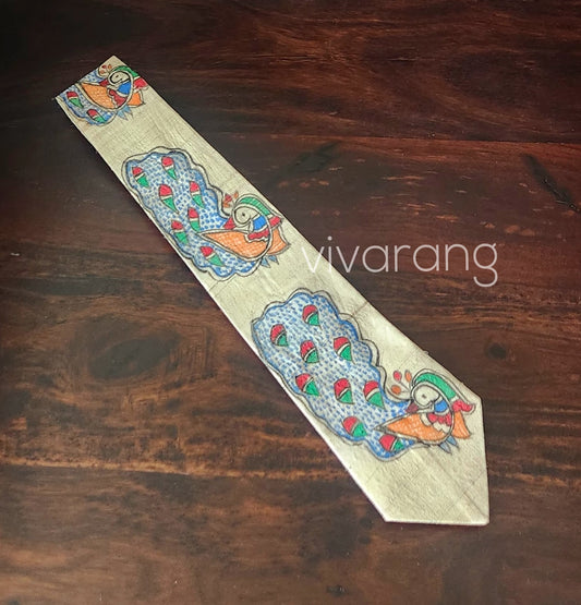 Madhubani tie handpainted tie corporate gifts wedding gift