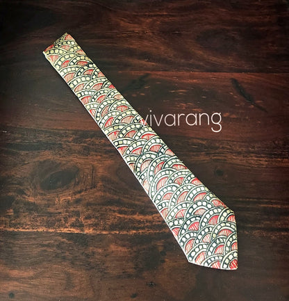 Madhubani tie handpainted tie corporate gifts wedding gift tie for bridegroom