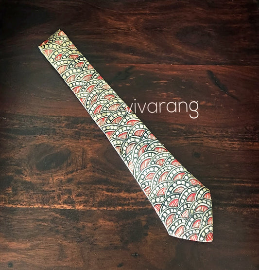 Madhubani tie handpainted tie corporate gifts wedding gift tie for bridegroom