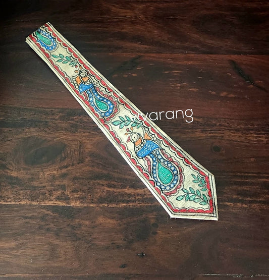 Madhubani tie handpainted tie corporate gifts wedding gift tie for bridegroom