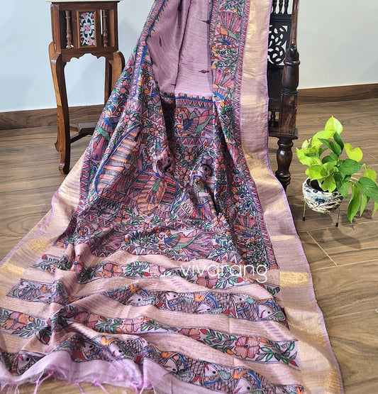 MADHUBANI HANDPAINTED SAREE - RAAS LEELA