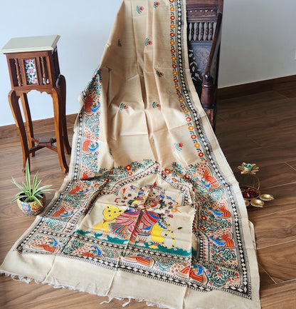 MADHUBANI HANDPAINTED SAREE - MA DURGA