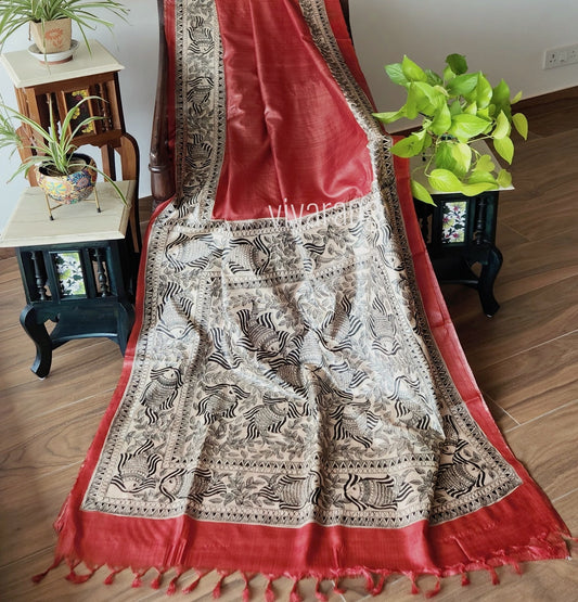 MADHUBANI HANDPAINTED SAREE - Matsya