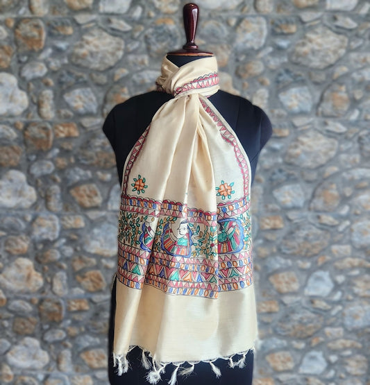 Madhubani stole Indian gifts handmade gifts wedding retuen favour corporate gifts iTokri