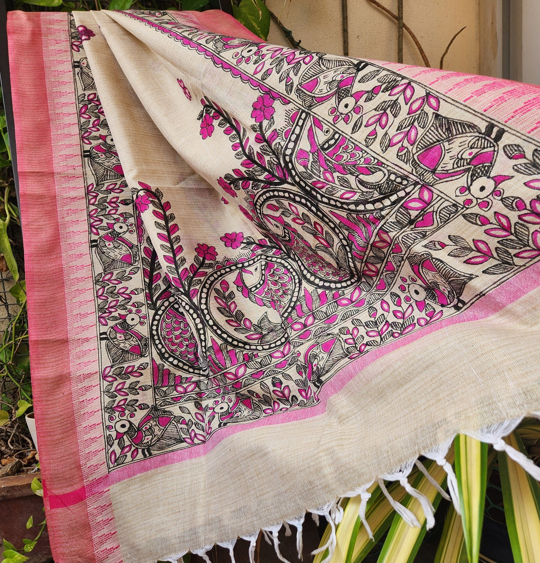 Madhubani Dupatta - Pink main image 0