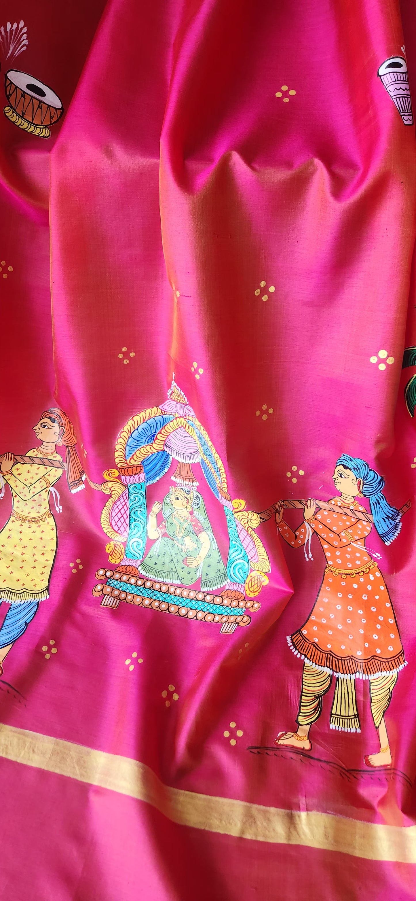 Pattachitra dupatta pink dupatta dulhan dupatta wedding shopping wedding dupatta