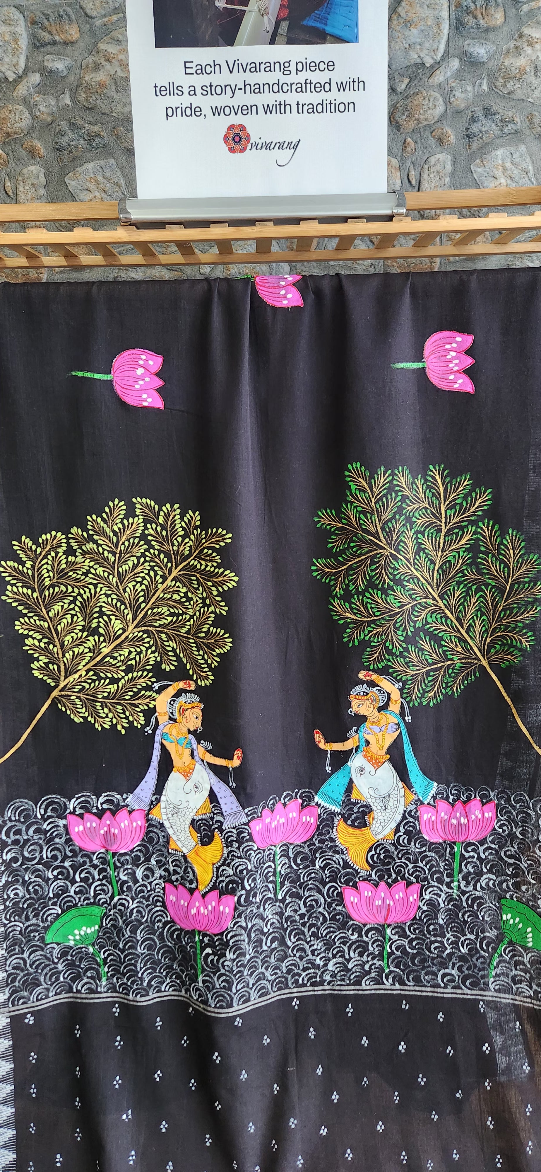 Pattachitra dupatta black dupatta handpainted dupatta cotton dupatta Indian gifts
