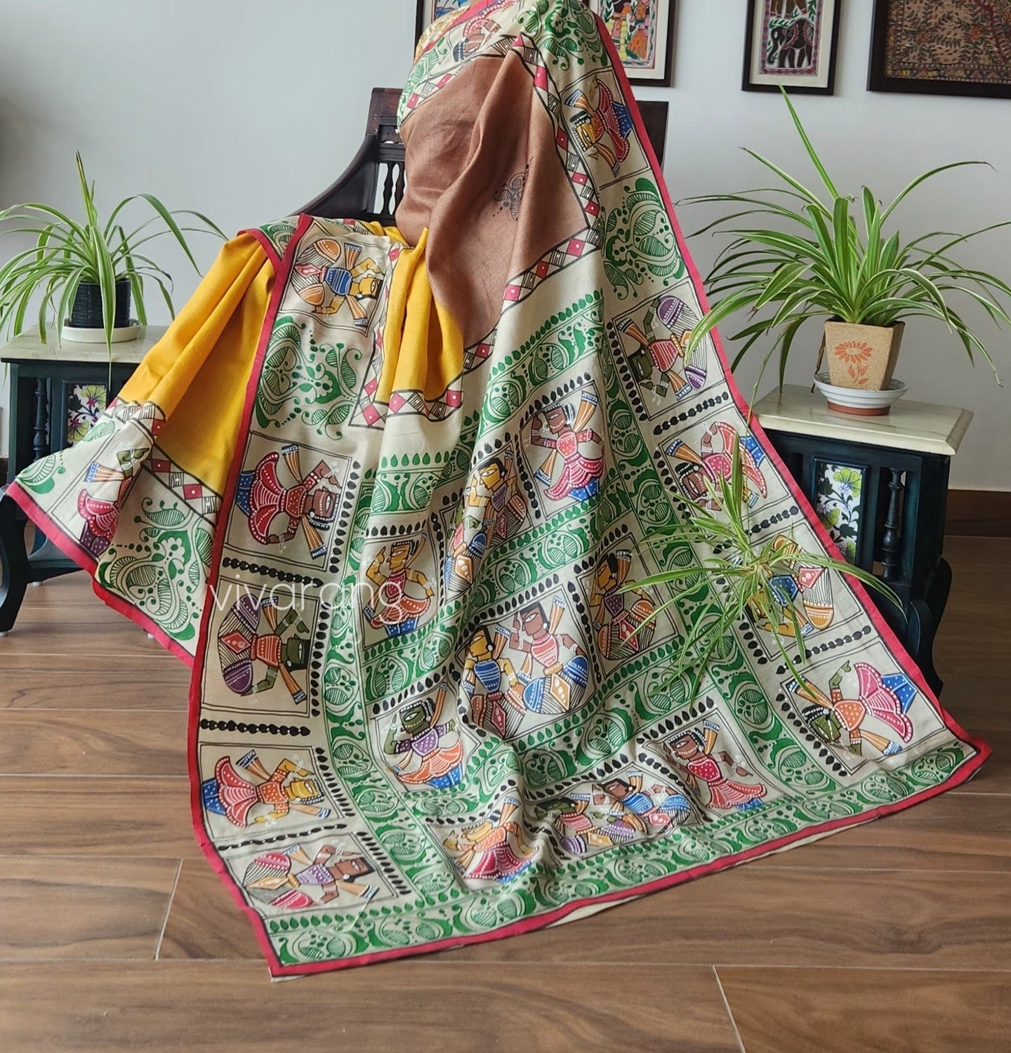 Pattachitra saree Jamini roy saree silk saree saree for gifting handmade saree unique saree